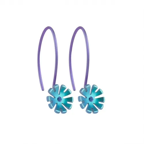 Small Ten Petal Kingfisher Blue Flower Hook Drops
